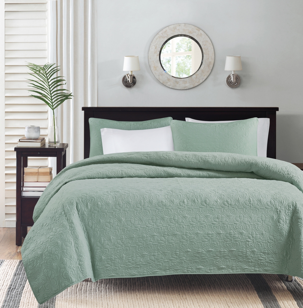 Riaz Seafoam 3 Pc Queen Coverlet Set - Thumbnail - Image 1
