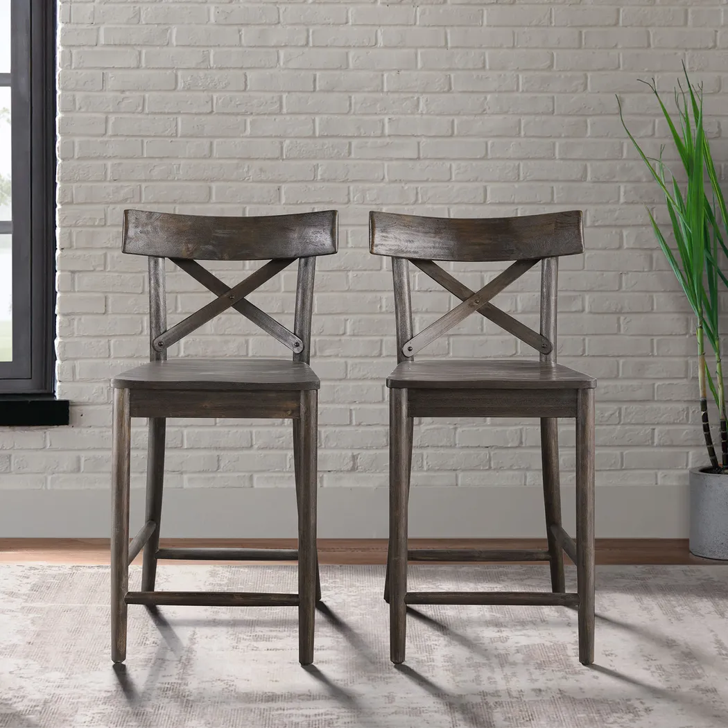 Riba Dark Brown Counter Height Stool - Thumbnail - Image 2