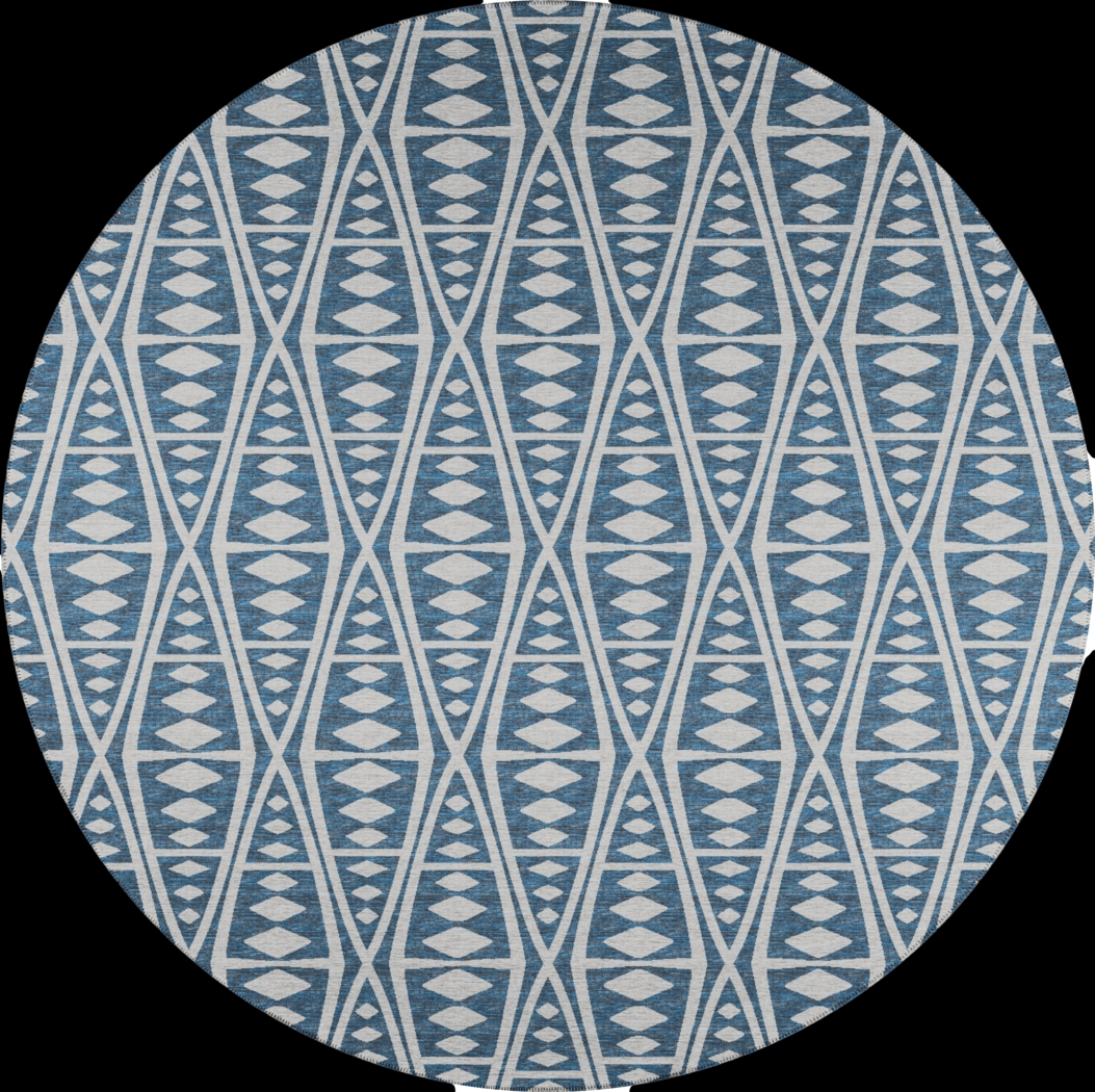 Richfield Blue 8' Round Indoor/Outdoor Rug - Thumbnail - Image 1
