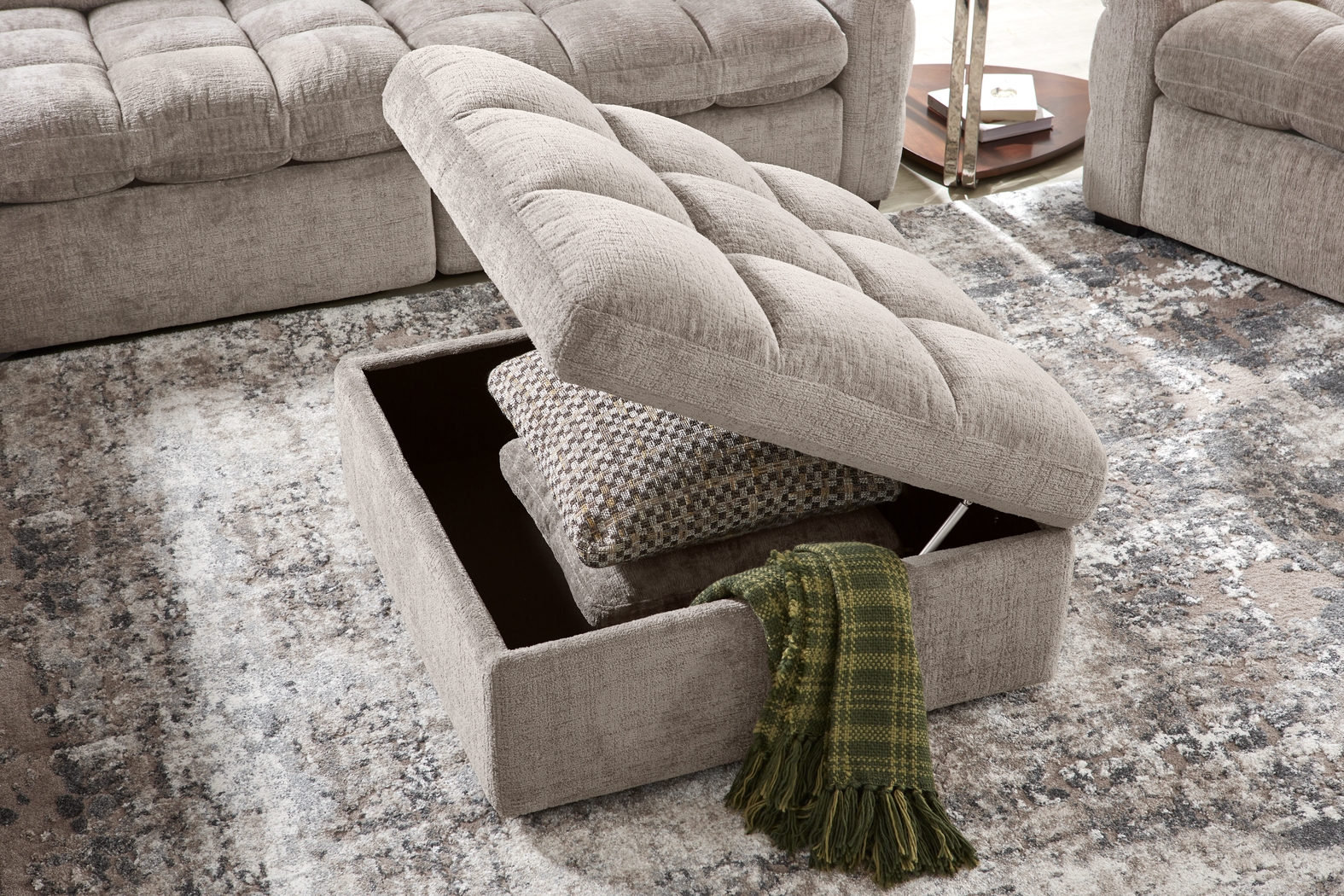 Richland Gray Storage Ottoman - Thumbnail - Image 4