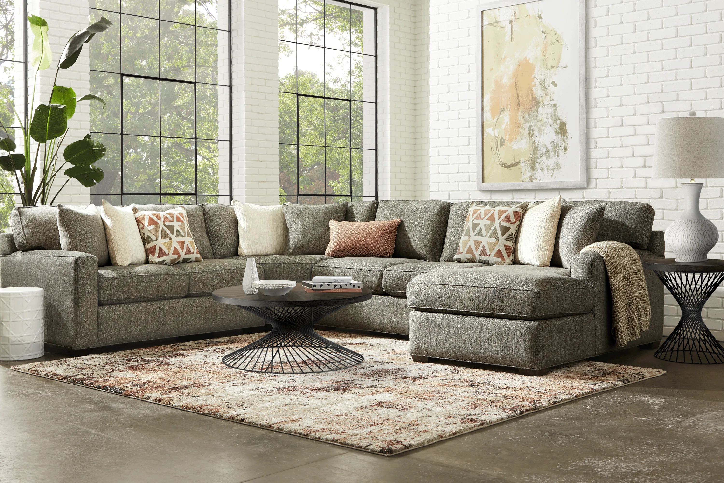 Richmond Hill Gray 7 Pc Sectional Living Room - Thumbnail - Image 1