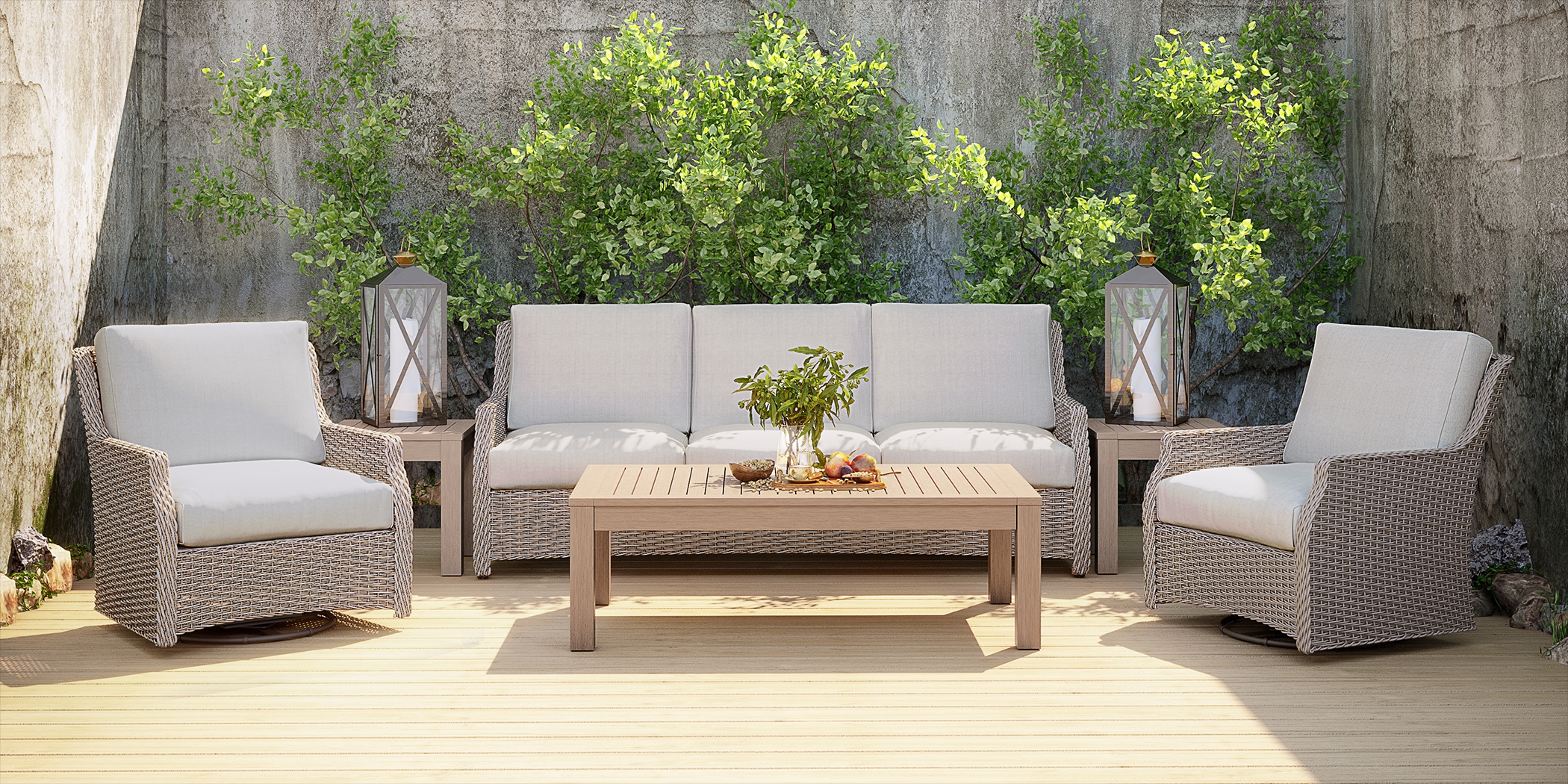 Ridgecrest Gray Outdoor Swivel Chair - Thumbnail - Image 2