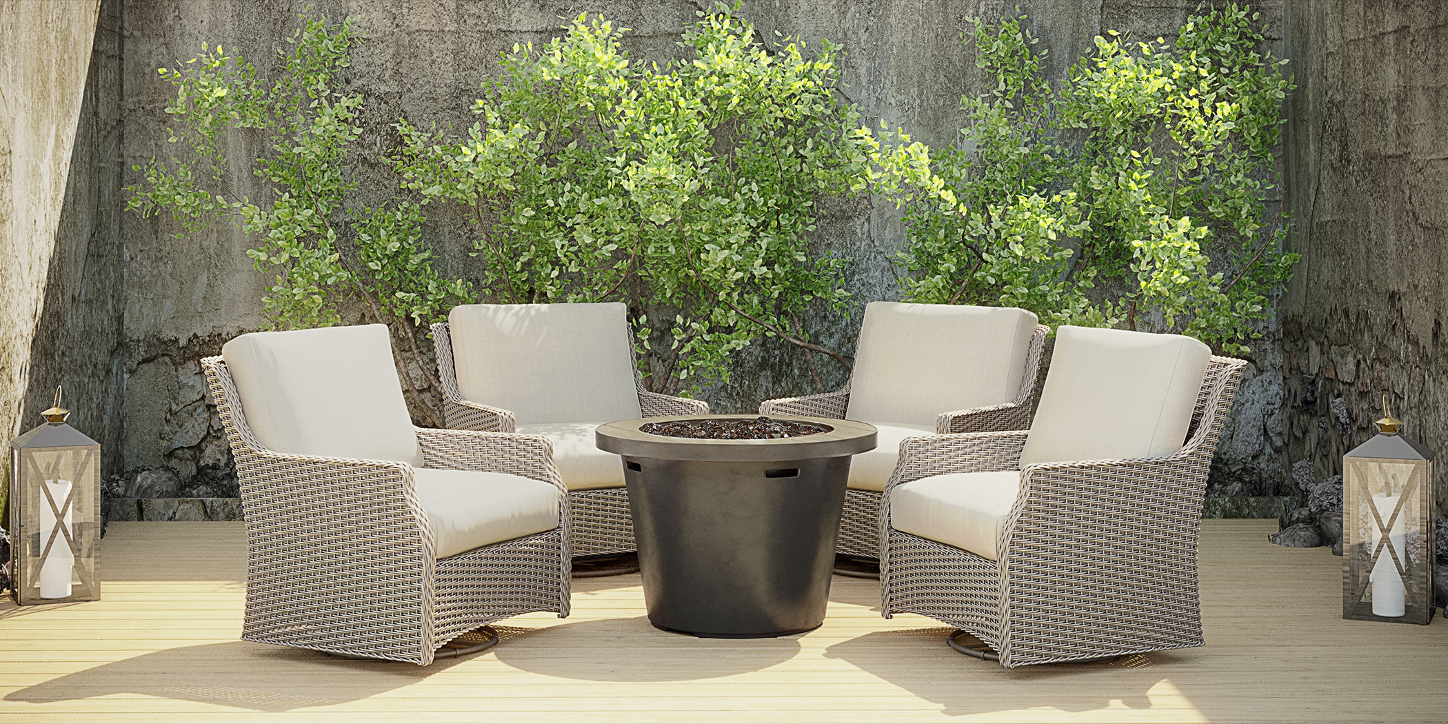 Ridgecrest Gray 5 Pc Outdoor Fire Pit Set - Thumbnail - Image 2