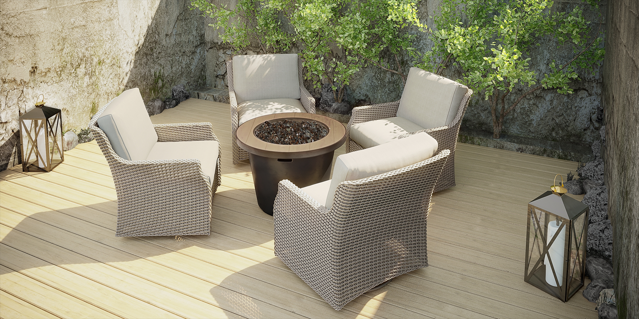 Ridgecrest Gray 5 Pc Outdoor Fire Pit Set - Thumbnail - Image 3