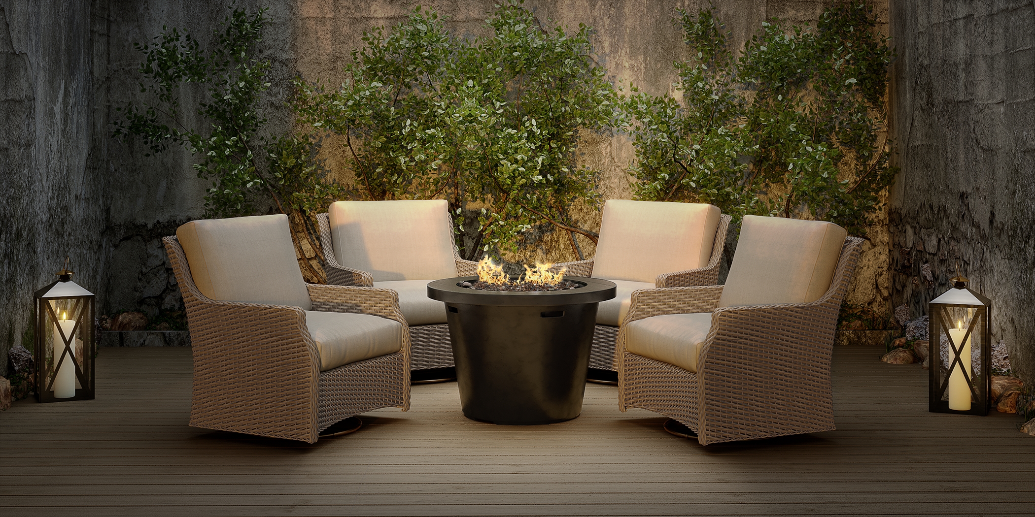 Ridgecrest Gray 5 Pc Outdoor Fire Pit Set - Thumbnail - Image 1