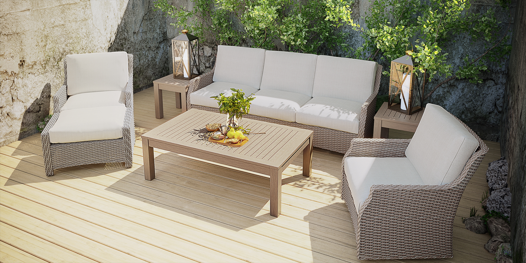 Ridgecrest Gray 5 Pc Outdoor Seating Set - Thumbnail - Image 2