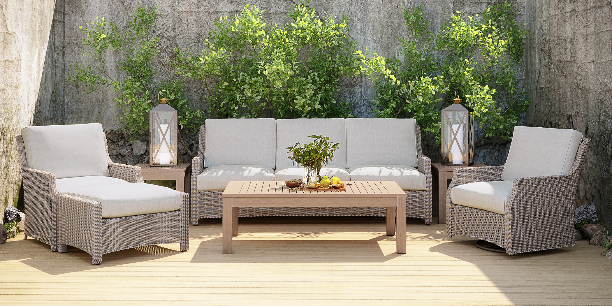 Ridgecrest Gray 5 Pc Outdoor Seating Set - Thumbnail - Image 1