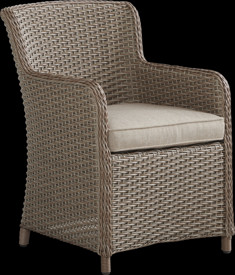 Ridgecrest Brown Outdoor Arm Chair with Pebble Cushions - Thumbnail - Image 1