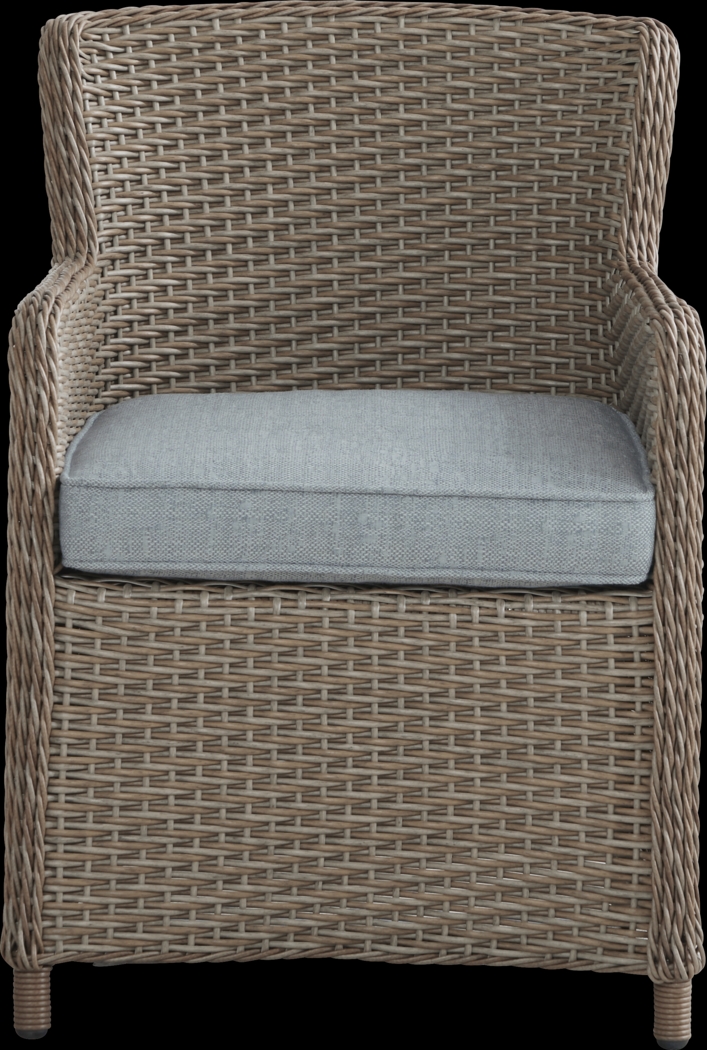 Ridgecrest Natural 7 Pc Rectangle Outdoor Dining Set With Seafoam Cushions - Thumbnail - Image 5