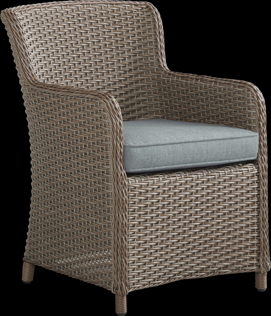 Ridgecrest Natural 7 Pc Rectangle Outdoor Dining Set With Seafoam Cushions - Thumbnail - Image 4