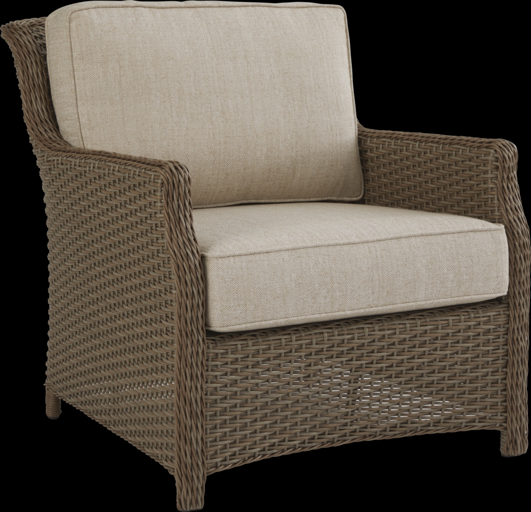 Ridgecrest Brown 4 Pc Outdoor Loveseat Seating Set with Pebble Cushions - Thumbnail - Image 4