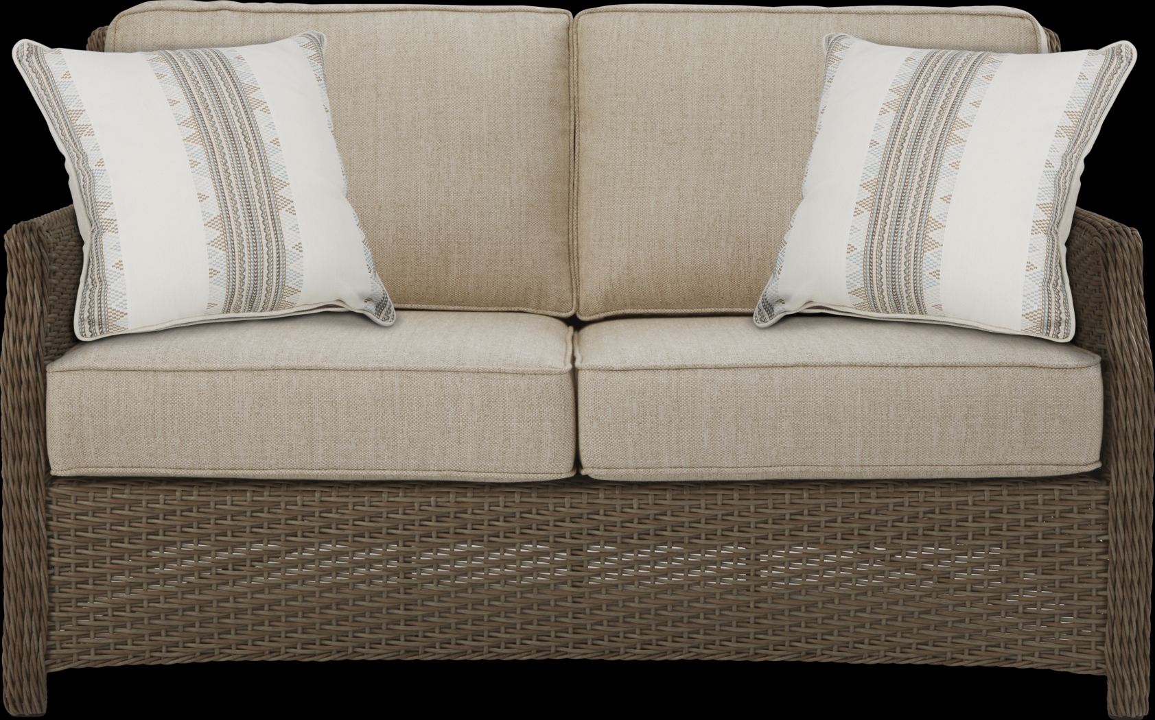 Ridgecrest Brown 4 Pc Outdoor Loveseat Seating Set with Pebble Cushions - Thumbnail - Image 2