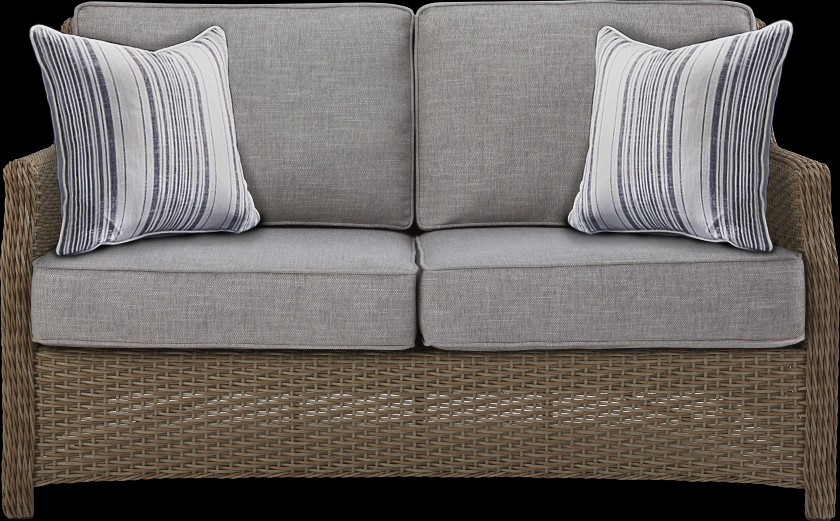 Ridgecrest Gray 4 pc Outdoor Loveseat Seating Set With Slate Cushions - Thumbnail - Image 2