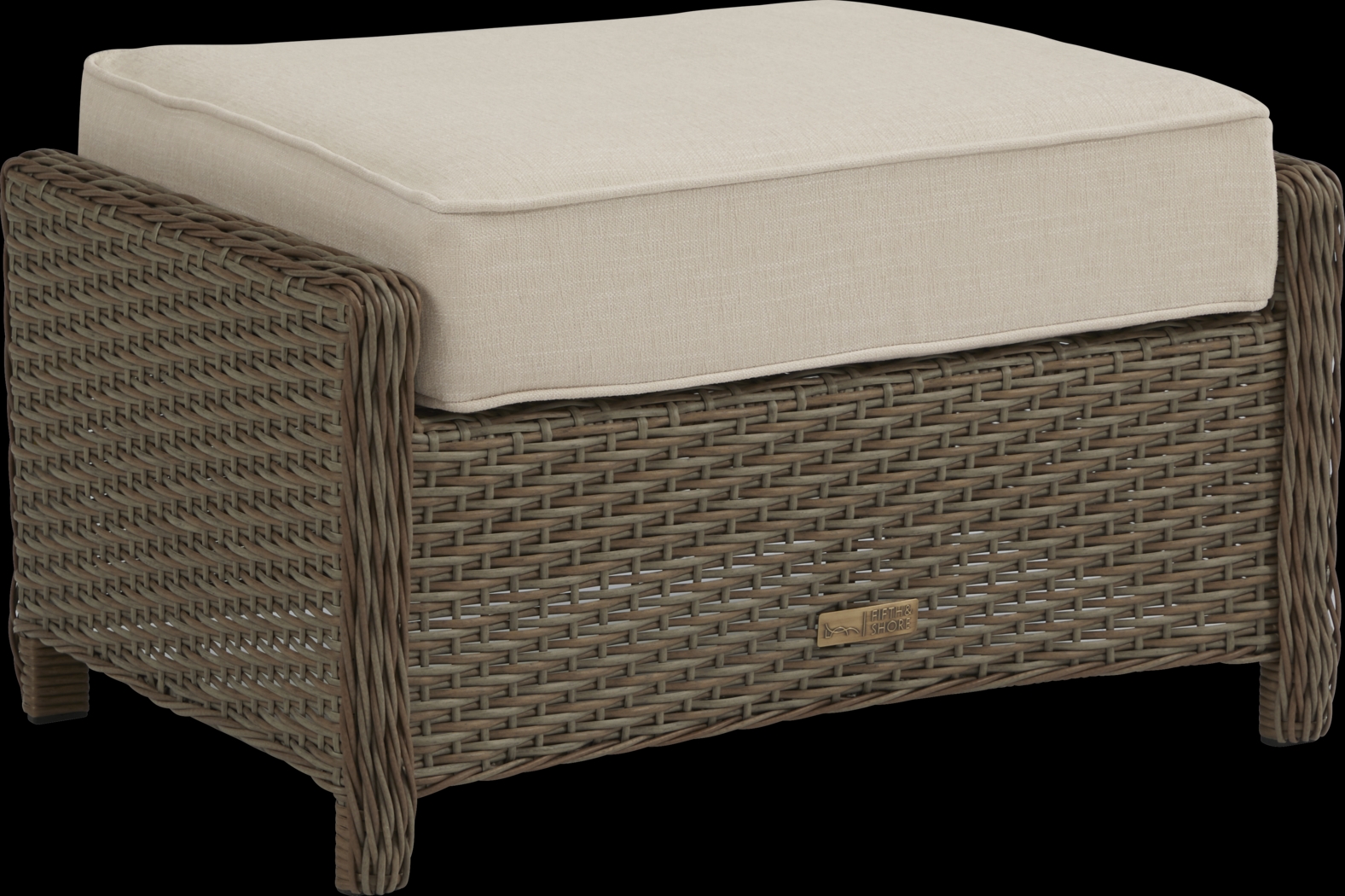 Ridgecrest Brown Outdoor Ottoman with Parchment Cushion - Thumbnail - Image 2