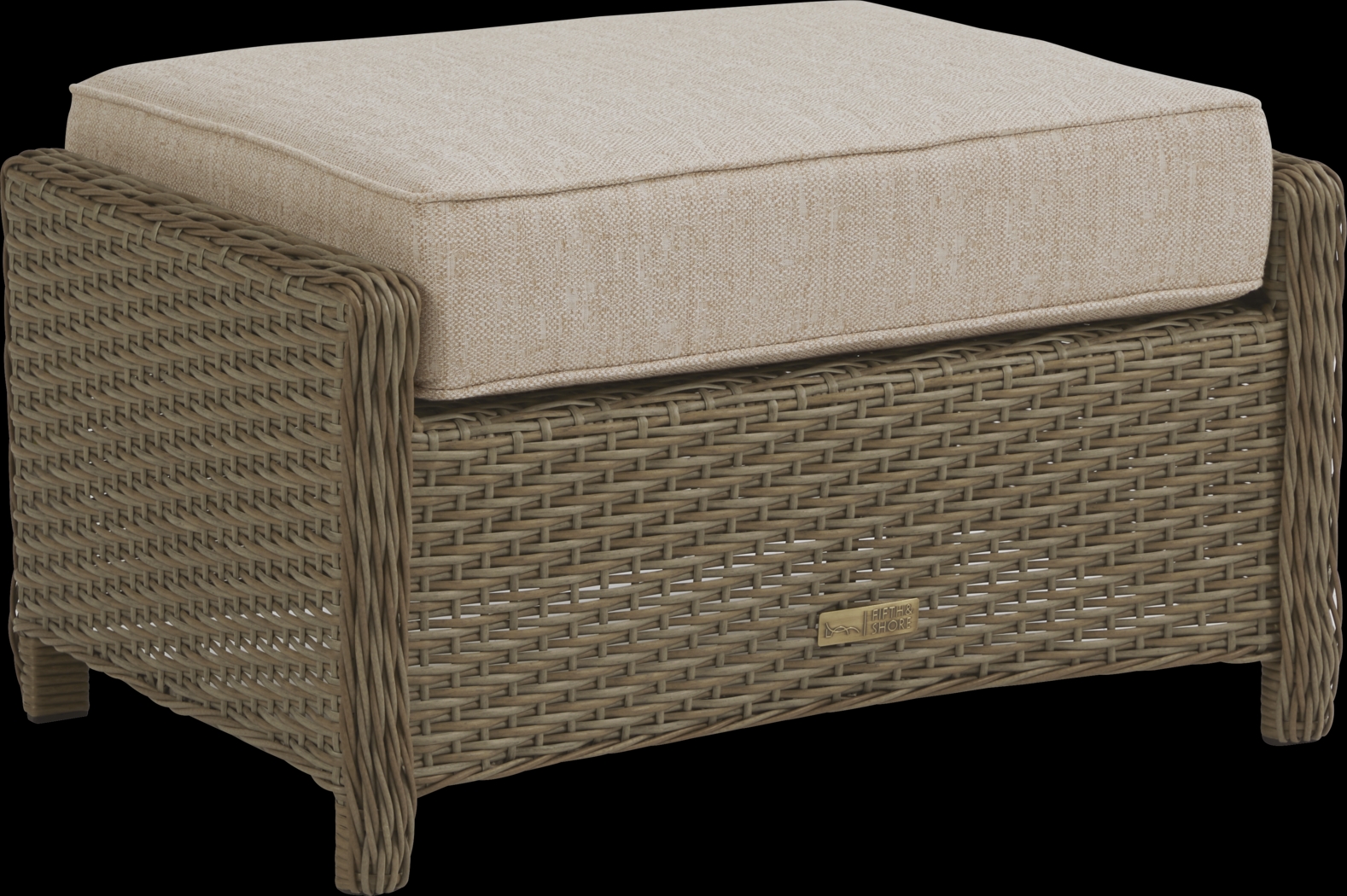 Ridgecrest Brown Outdoor Ottoman with Pebble Cushion - Thumbnail - Image 2