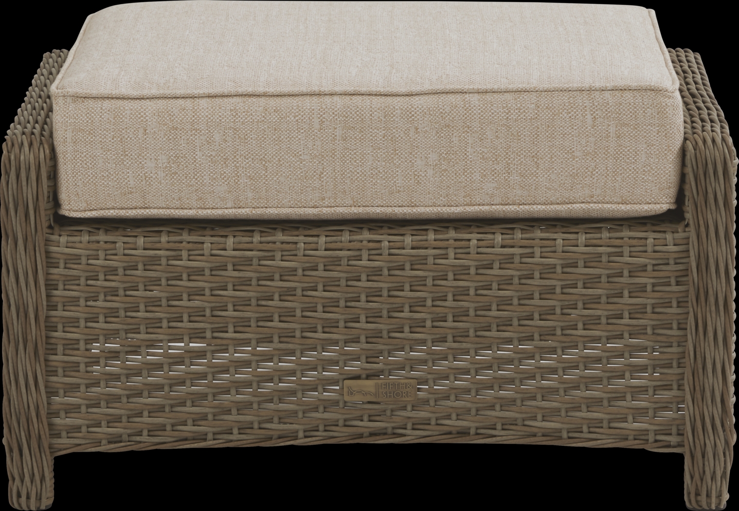 Ridgecrest Brown Outdoor Ottoman with Pebble Cushion - Thumbnail - Image 1