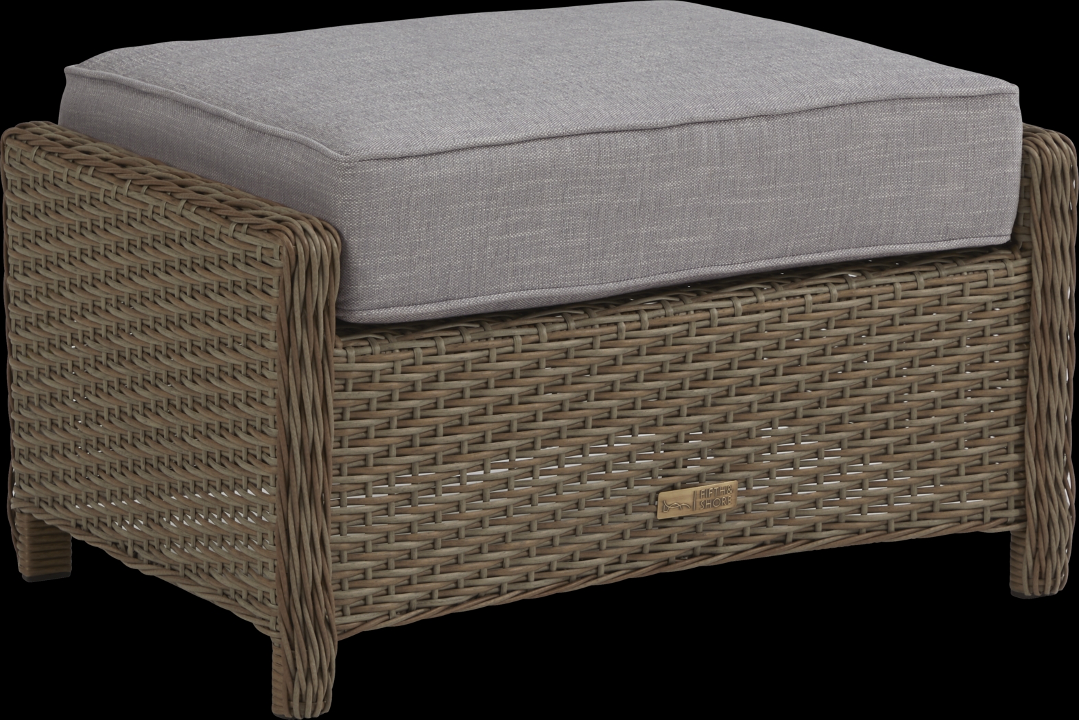 Ridgecrest Brown Outdoor Ottoman with Slate Cushion - Thumbnail - Image 2