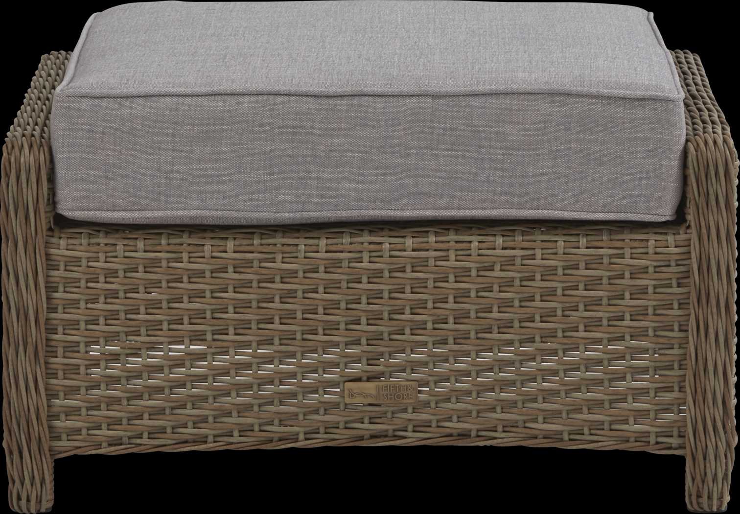 Ridgecrest Brown Outdoor Ottoman with Slate Cushion - Thumbnail - Image 1