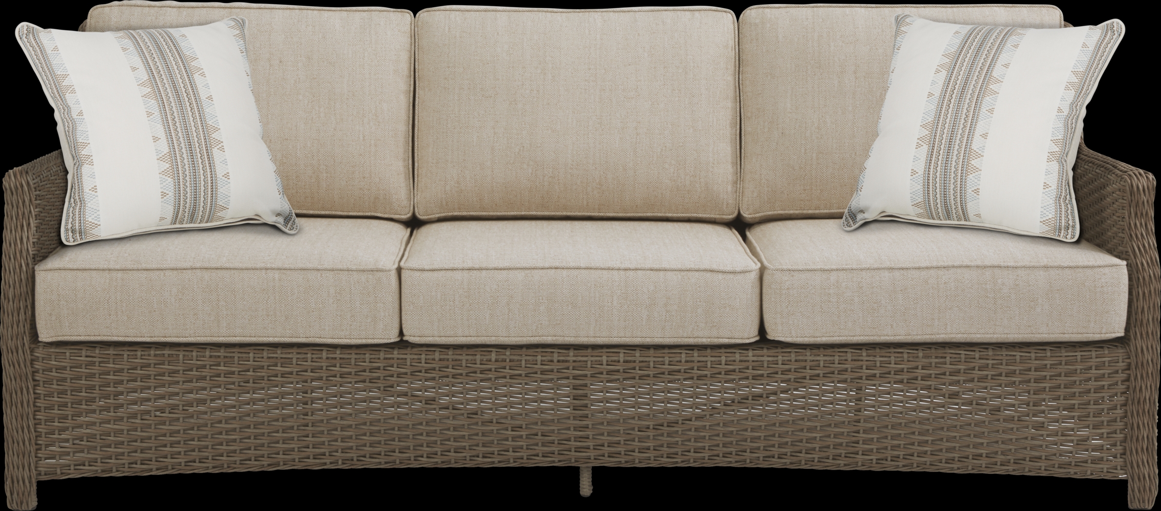 Ridgecrest Brown Outdoor Sofa with Pebble Cushions - Thumbnail - Image 1