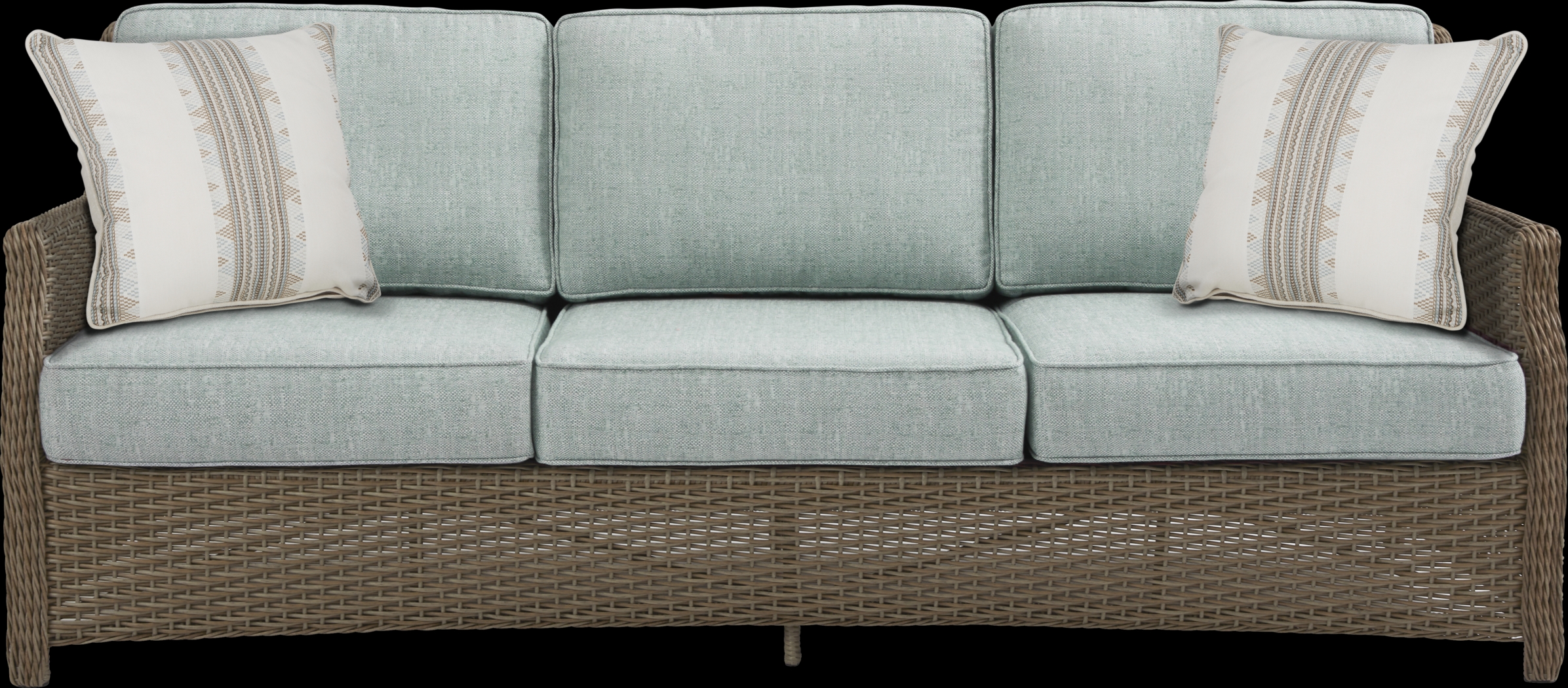 Ridgecrest Brown 4 Pc Outdoor Sofa Seating Set with Seafoam Cushions - Thumbnail - Image 2