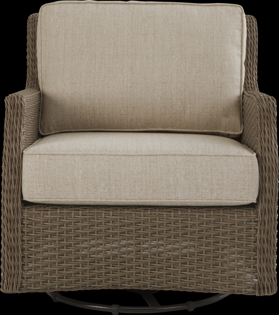 Ridgecrest Brown Outdoor Swivel Club Chair With Pebble Cushions - Thumbnail - Image 2
