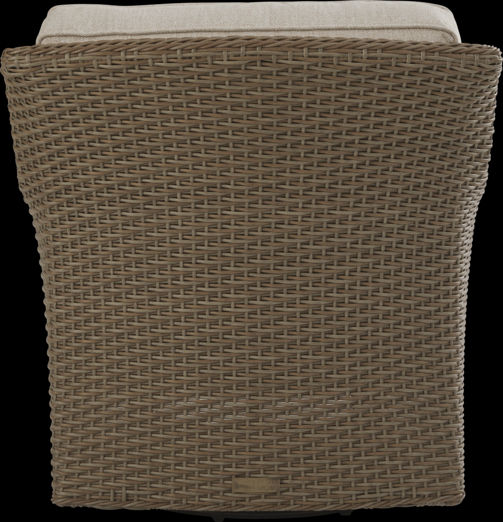 Ridgecrest Brown Outdoor Swivel Club Chair With Pebble Cushions - Thumbnail - Image 3