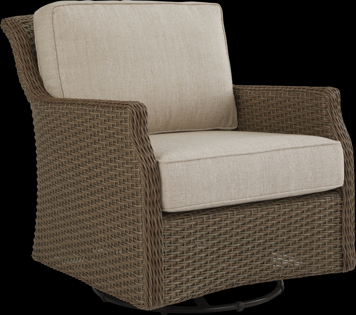 Ridgecrest Brown Outdoor Swivel Club Chair With Pebble Cushions - Thumbnail - Image 1