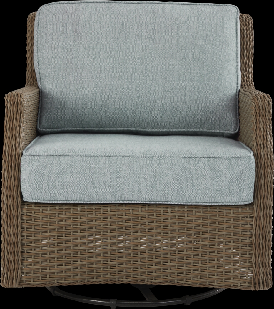 Ridgecrest Brown Outdoor Swivel Club Chair with Seafoam Cushions - Thumbnail - Image 2