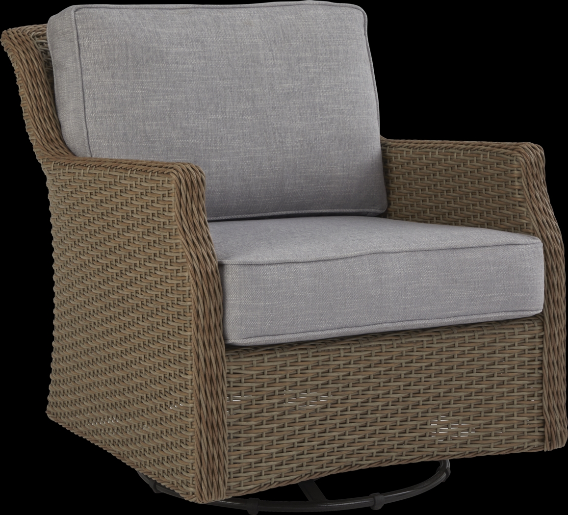 Ridgecrest Brown Outdoor Swivel Club Chair With Slate Cushions - Thumbnail - Image 1