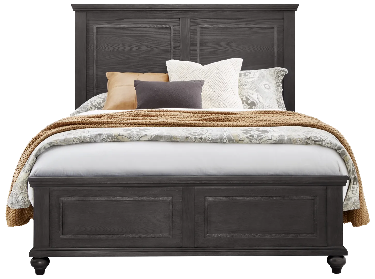 ebony 3 pc queen panel bed