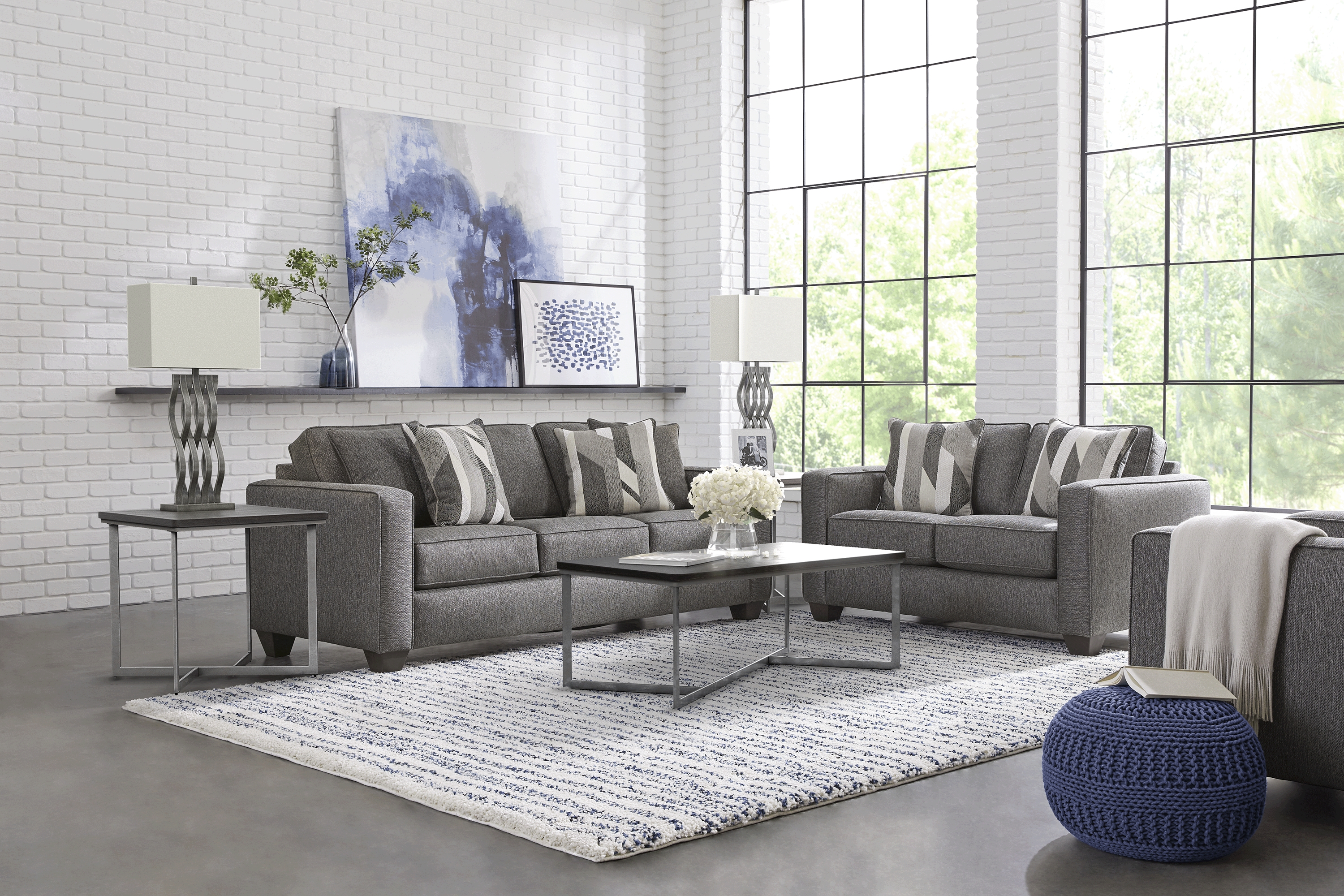 Ridgewater Graphite 7 Pc Living Room with Sleeper Sofa - Thumbnail - Image 1