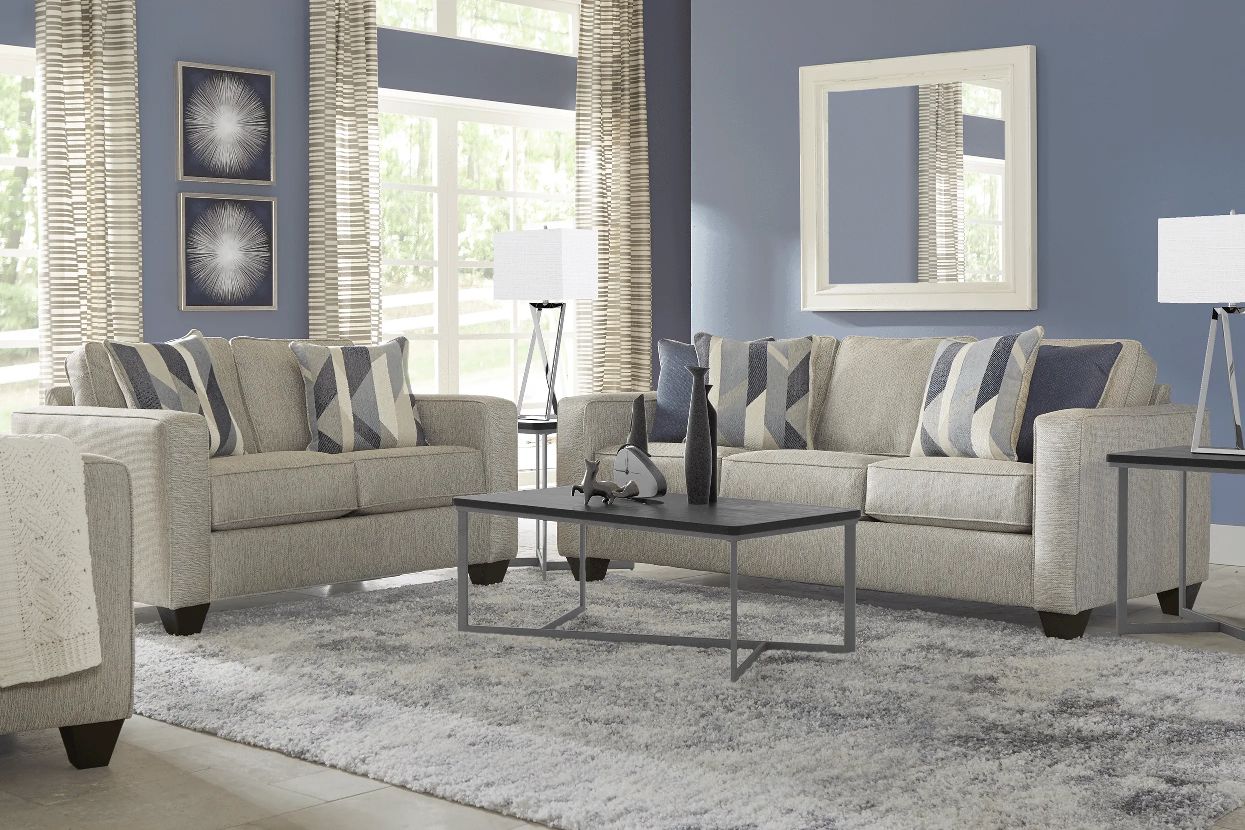 Ridgewater Light Gray 7 Pc Living Room with Sleeper Sofa - Thumbnail - Image 1