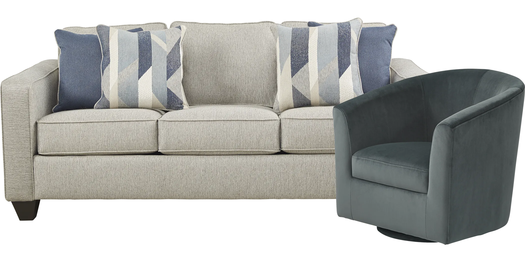 Ridgewater Light Gray Sofa with Gray Accent Chair - Thumbnail - Image 1