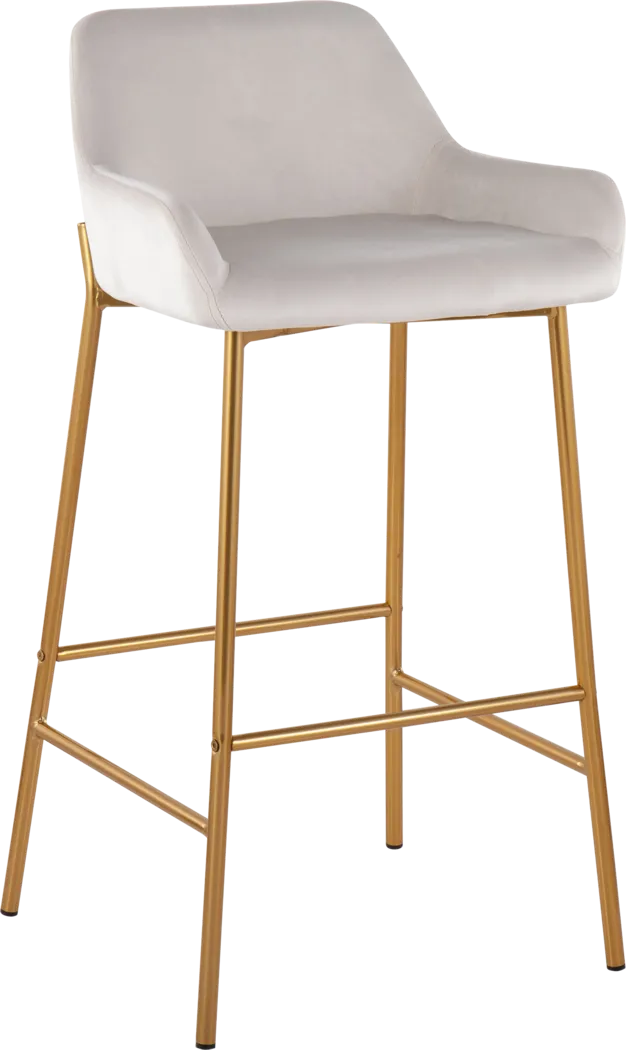 Rimcrest I White Velvet Barstool Set of 2 - Thumbnail - Image 2