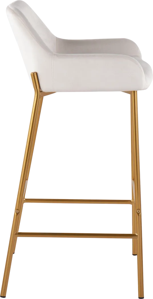 Rimcrest I White Velvet Barstool Set of 2 - Thumbnail - Image 3