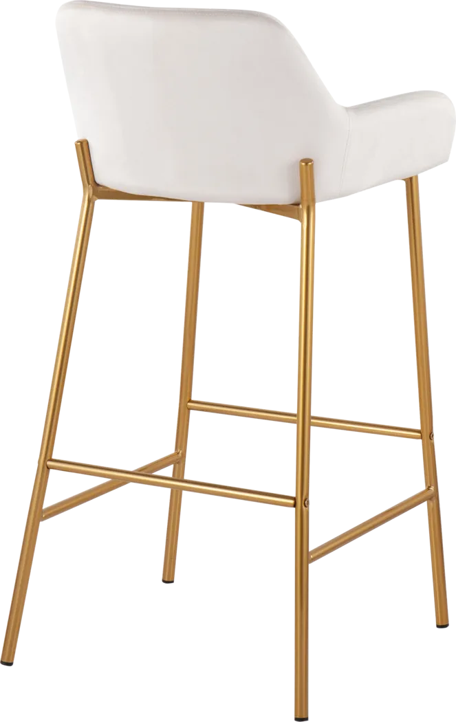 Rimcrest I White Velvet Barstool Set of 2 - Thumbnail - Image 4