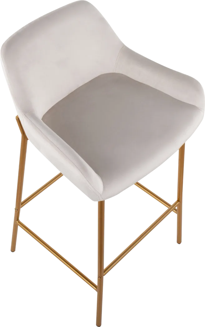 Rimcrest I White Velvet Barstool Set of 2 - Thumbnail - Image 7