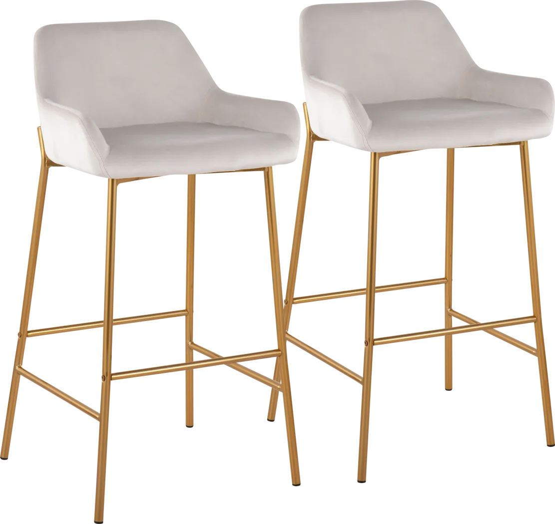 Rimcrest I White Velvet Barstool Set of 2 - Thumbnail - Image 1