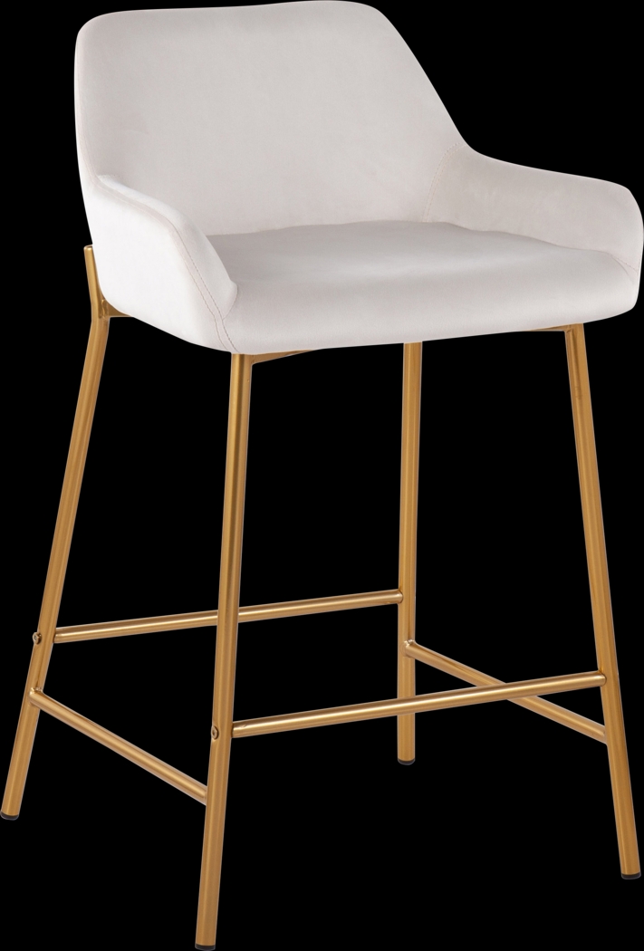 Rimcrest I White Velvet Counter Height Stool Set of 2 - Thumbnail - Image 2