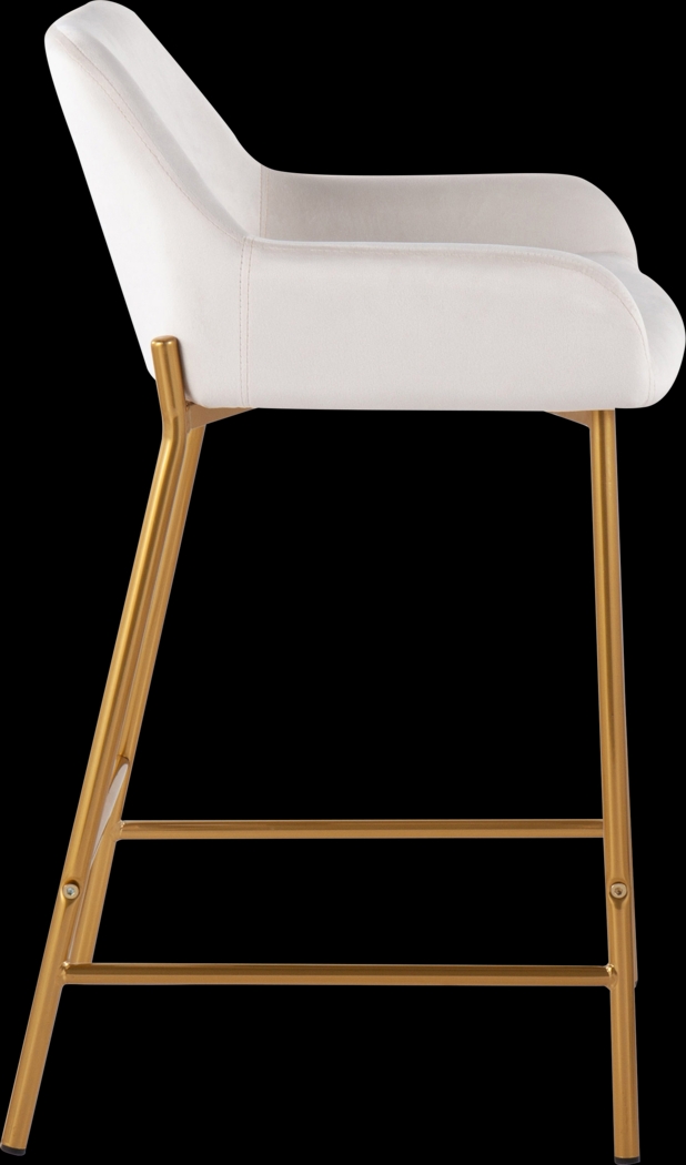 Rimcrest I White Velvet Counter Height Stool Set of 2 - Thumbnail - Image 3