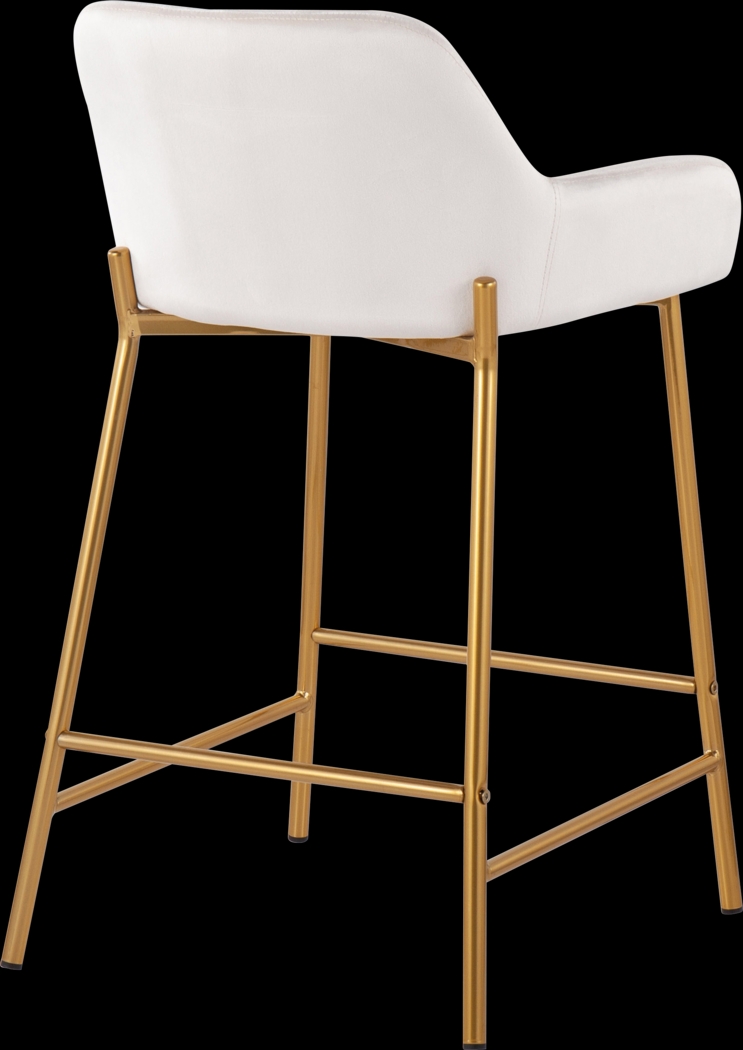 Rimcrest I White Velvet Counter Height Stool Set of 2 - Thumbnail - Image 4