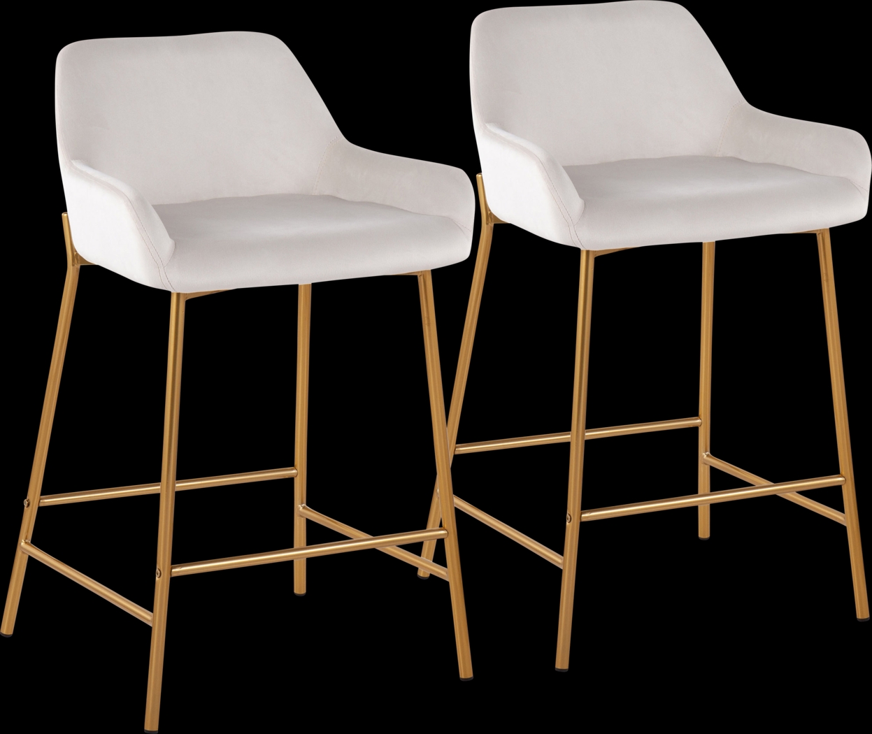 Rimcrest I White Velvet Counter Height Stool Set of 2 - Thumbnail - Image 1