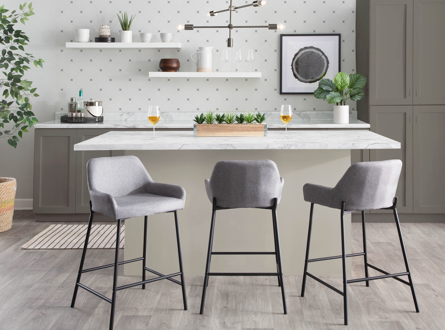 Rimcrest II Gray Fabric Counter Height Stool Set of 2 - Thumbnail - Image 8