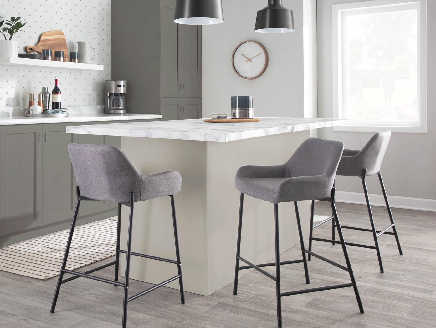 Rimcrest II Gray Fabric Counter Height Stool Set of 2 - Thumbnail - Image 9