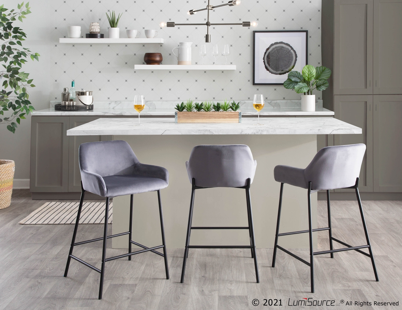 Rimcrest II Silver Counter Height Stool Set of 2 - Thumbnail - Image 8