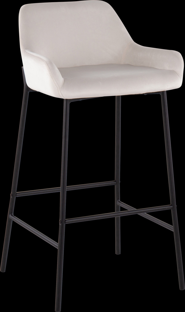 Rimcrest II White Velvet Barstool Set of 2 - Thumbnail - Image 2