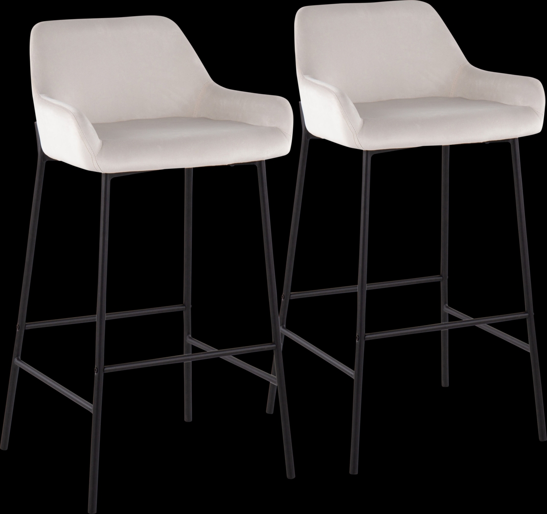 Rimcrest II White Velvet Barstool Set of 2 - Thumbnail - Image 1