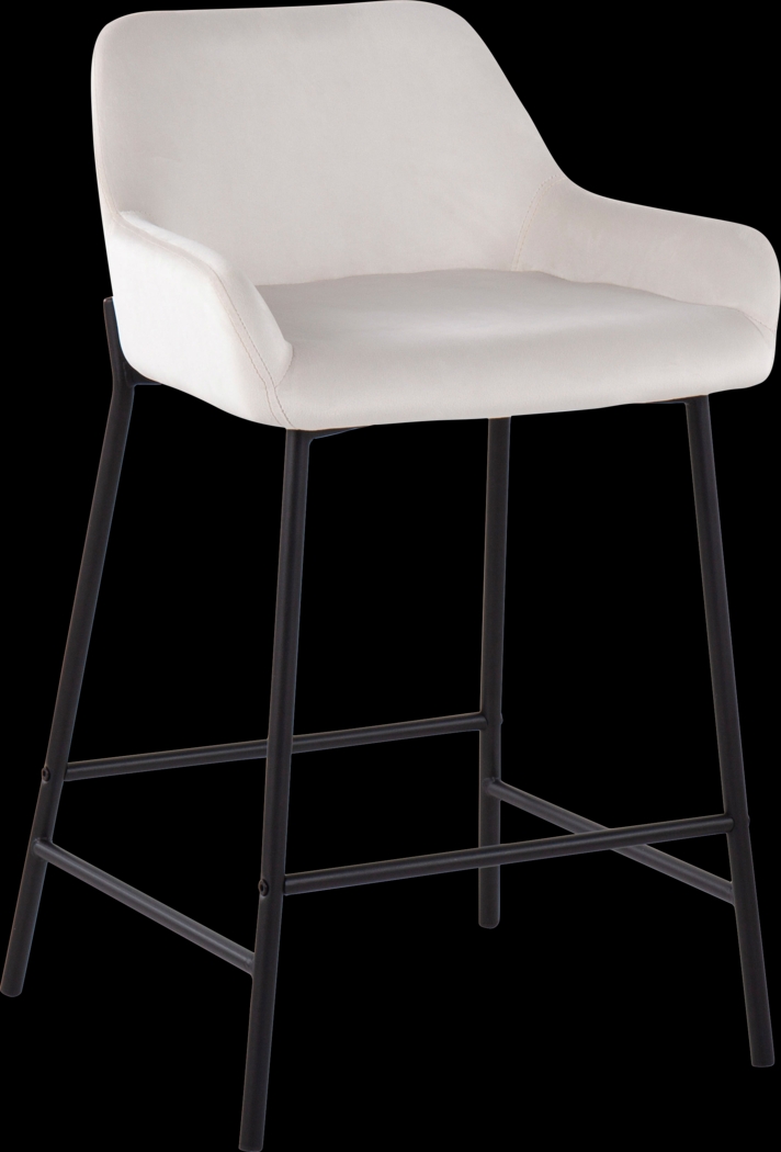 Rimcrest II White Velvet Counter Stool Set of 2 - Thumbnail - Image 2