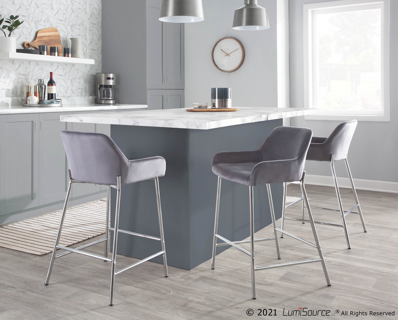 Rimcrest III Silver Counter Height Stool Set of 2 - Thumbnail - Image 9