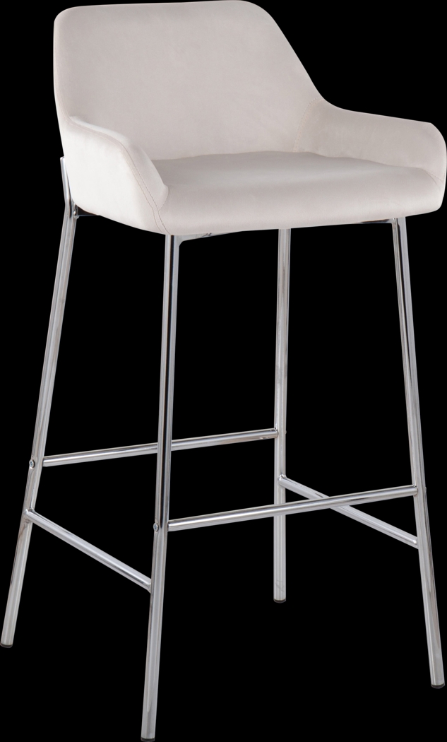 Rimcrest III White Velvet Barstool Set of 2 - Thumbnail - Image 2